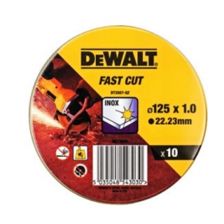 Sada 10 řezných kotoučů na nerez DeWALT DT3507