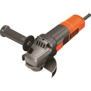 Úhlová bruska Black&Decker BEG120 s příkonem 800 W, průměrem kotouče 125 mm a třípolohovou nastavitelnou boční rukojetí.